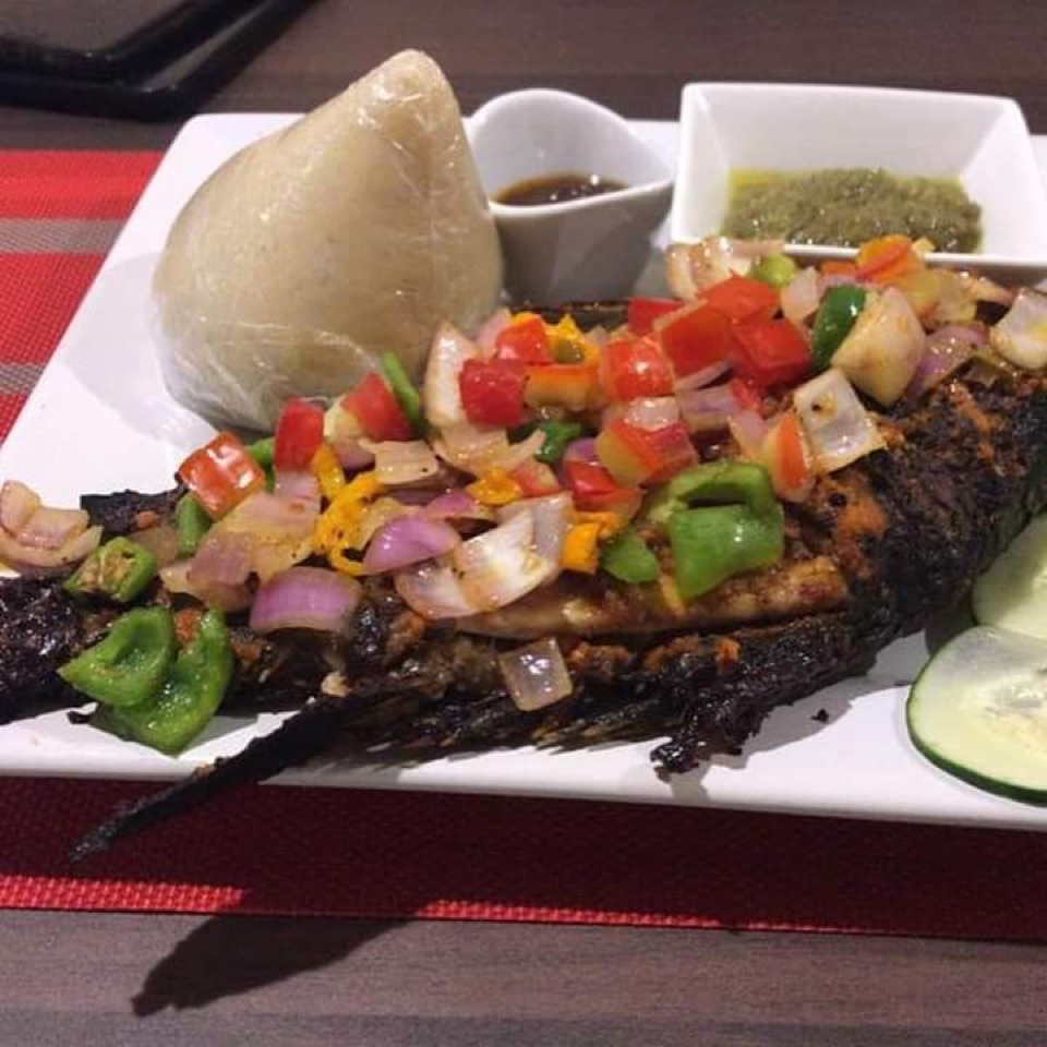 Grilled fish with vegetables: a good pick at most African restaurants.
